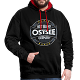 Ostsee Beaches - Männer Kontrast-Hoodie - Schwarz/Rot