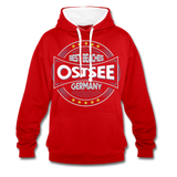 Ostsee Beaches - Männer Kontrast-Hoodie - Rot/Weiß