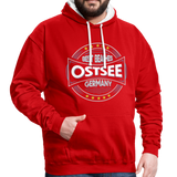 Ostsee Beaches - Männer Kontrast-Hoodie - Rot/Weiß