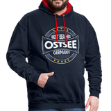 Ostsee Beaches - Männer Kontrast-Hoodie - Navy/Rot