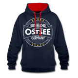 Ostsee Beaches - Männer Kontrast-Hoodie - Navy/Rot