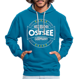 Ostsee Beaches - Männer Kontrast-Hoodie - Pfauenblau/Grau meliert