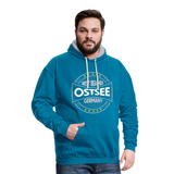 Ostsee Beaches - Männer Kontrast-Hoodie - Pfauenblau/Grau meliert