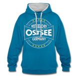 Ostsee Beaches - Männer Kontrast-Hoodie - Pfauenblau/Grau meliert