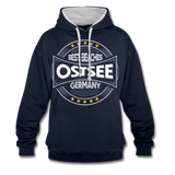 Ostsee Beaches - Männer Kontrast-Hoodie - Navy/Grau meliert