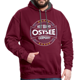 Ostsee Beaches - Männer Kontrast-Hoodie - Weinrot/Anthrazit