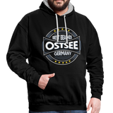 Ostsee Beaches - Männer Kontrast-Hoodie - Schwarz/Grau meliert