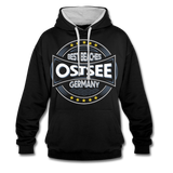 Ostsee Beaches - Männer Kontrast-Hoodie - Schwarz/Grau meliert