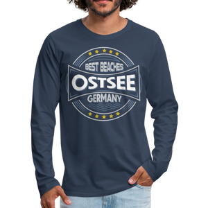 Ostsee Beaches - Männer Premium Langarmshirt - Bordeauxrot meliert