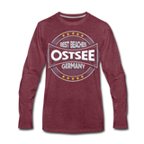 Ostsee Beaches - Männer Premium Langarmshirt - Bordeauxrot meliert