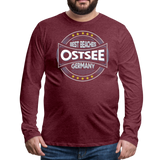 Ostsee Beaches - Männer Premium Langarmshirt - Bordeauxrot meliert