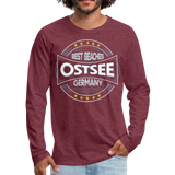 Ostsee Beaches - Männer Premium Langarmshirt - Bordeauxrot meliert