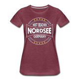 Nordsee Beaches - Frauen Premium T-Shirt - Bordeauxrot meliert