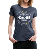 Nordsee Beaches - Frauen Premium T-Shirt - Blau meliert