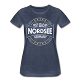 Nordsee Beaches - Frauen Premium T-Shirt - Blau meliert