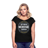 Nordsee Beaches - Frauen T-Shirt mit gerollten Ärmeln - Schwarz