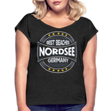 Nordsee Beaches - Frauen T-Shirt mit gerollten Ärmeln - Schwarz meliert