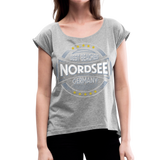 Nordsee Beaches - Frauen T-Shirt mit gerollten Ärmeln - Grau meliert