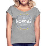 Nordsee Beaches - Frauen T-Shirt mit gerollten Ärmeln - Grau meliert