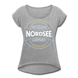 Nordsee Beaches - Frauen T-Shirt mit gerollten Ärmeln - Grau meliert