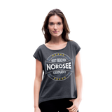 Nordsee Beaches - Frauen T-Shirt mit gerollten Ärmeln - Navy meliert