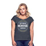 Nordsee Beaches - Frauen T-Shirt mit gerollten Ärmeln - Navy meliert