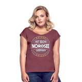 Nordsee Beaches - Frauen T-Shirt mit gerollten Ärmeln - Bordeauxrot meliert