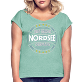 Nordsee Beaches - Frauen T-Shirt mit gerollten Ärmeln - Minze meliert