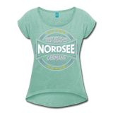 Nordsee Beaches - Frauen T-Shirt mit gerollten Ärmeln - Minze meliert