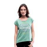 Nordsee Beaches - Frauen T-Shirt mit gerollten Ärmeln - Minze meliert