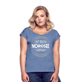 Nordsee Beaches - Frauen T-Shirt mit gerollten Ärmeln - Denim meliert