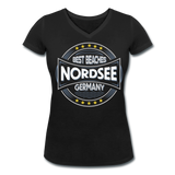 Nordsee Beaches - Frauen Bio-T-Shirt mit V-Ausschnitt von Stanley & Stella - Schwarz