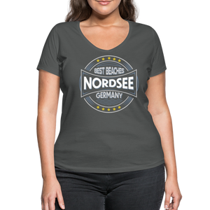 Nordsee Beaches - Frauen Bio-T-Shirt mit V-Ausschnitt von Stanley & Stella - Schwarz