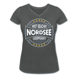 Nordsee Beaches - Frauen Bio-T-Shirt mit V-Ausschnitt von Stanley & Stella - Anthrazit