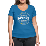 Nordsee Beaches - Frauen Bio-T-Shirt mit V-Ausschnitt von Stanley & Stella - Pfauenblau