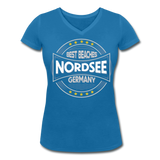 Nordsee Beaches - Frauen Bio-T-Shirt mit V-Ausschnitt von Stanley & Stella - Pfauenblau