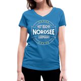 Nordsee Beaches - Frauen Bio-T-Shirt mit V-Ausschnitt von Stanley & Stella - Pfauenblau