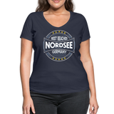 Nordsee Beaches - Frauen Bio-T-Shirt mit V-Ausschnitt von Stanley & Stella - Navy