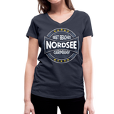 Nordsee Beaches - Frauen Bio-T-Shirt mit V-Ausschnitt von Stanley & Stella - Navy