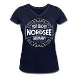 Nordsee Beaches - Frauen Bio-T-Shirt mit V-Ausschnitt von Stanley & Stella - Navy