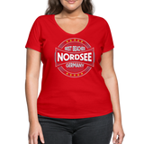 Nordsee Beaches - Frauen Bio-T-Shirt mit V-Ausschnitt von Stanley & Stella - Rot