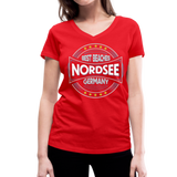 Nordsee Beaches - Frauen Bio-T-Shirt mit V-Ausschnitt von Stanley & Stella - Rot