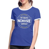 Nordsee Beaches - Frauen Kontrast-T-Shirt - Blau/Weiß