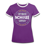 Nordsee Beaches - Frauen Kontrast-T-Shirt - Lila/Weiß