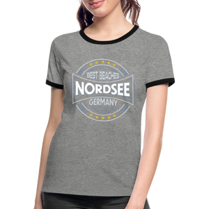 Nordsee Beaches - Frauen Kontrast-T-Shirt - Blau/Weiß