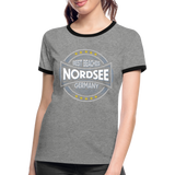 Nordsee Beaches - Frauen Kontrast-T-Shirt - Grau meliert/Schwarz