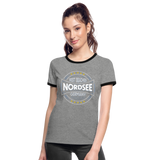 Nordsee Beaches - Frauen Kontrast-T-Shirt - Grau meliert/Schwarz