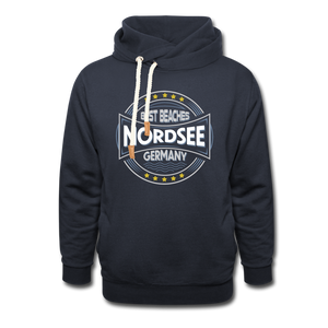 Nordsee Beaches - Frauen Schalkragen Hoodie - Navy