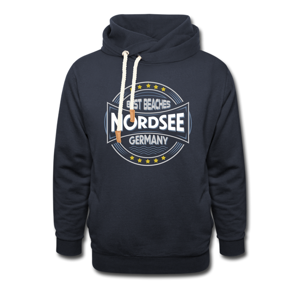 Nordsee Beaches - Frauen Schalkragen Hoodie - Navy