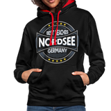 Nordsee Beaches - Frauen Kontrast-Hoodie - Schwarz/Rot